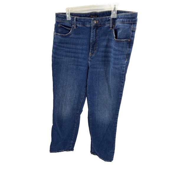 Talbots Womens 16P Straight Leg Jeans Blue Denim Stretch Petite High Rise - Picture 1 of 6
